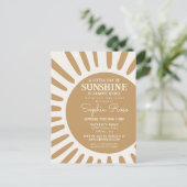 Sunshine boho baby shower zon uitnodigen briefkaart (Staand voorkant)