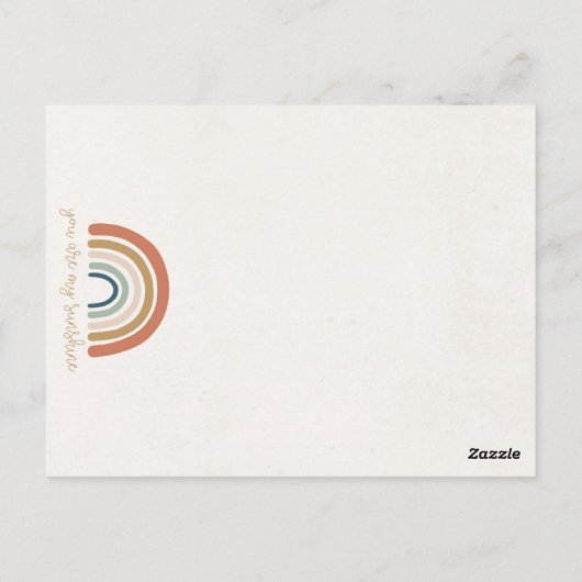 Sunshine boho baby shower zon uitnodigen briefkaart (Achterkant)