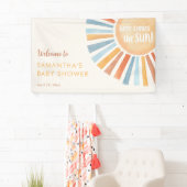 Sunshine boho boy baby shower hier komt de zon aan spandoek (Insitu)