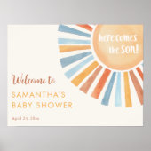 Sunshine boho boy baby shower hier komt de zoon poster (Voorkant)