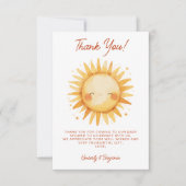 Sunshine Boho Cute Gender Neutral Sun Baby Shower Bedankkaart (Voorkant)