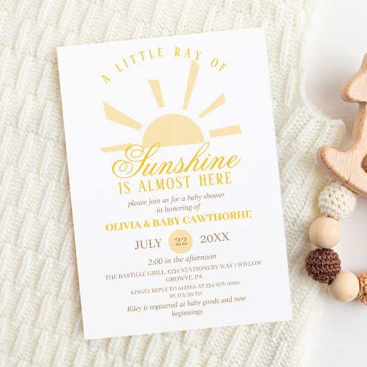 Sunshine Boho Elegant Neutral Photo Baby shower Kaart