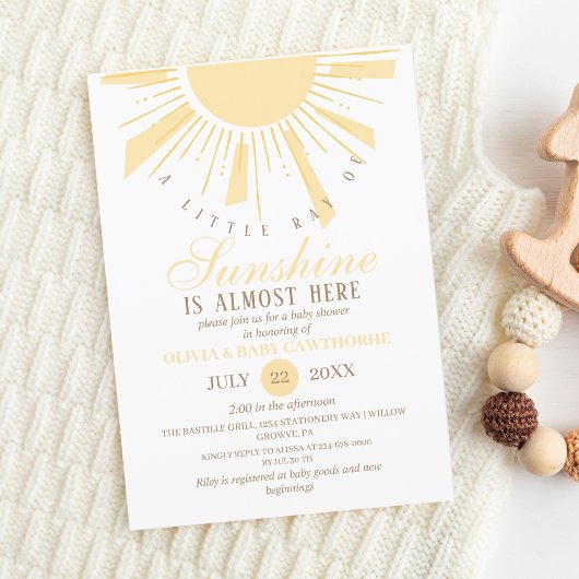 Sunshine Boho Foto Baby shower Kaart