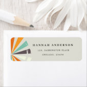 Sunshine boho geel blauw sinaasappel Retour Adres Etiket (Insitu)