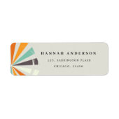 Sunshine boho geel blauw sinaasappel Retour Adres Etiket (Voorkant)