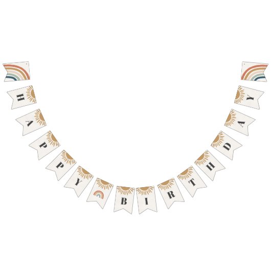 Sunshine Boho Gelukkige Verjaardagsfeestbanner Vlaggetjes (Alle)