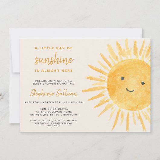 Sunshine Boho Genderneutraal Sun Baby shower Kaart (Voorkant)