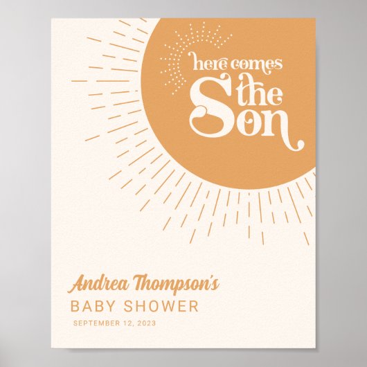 Sunshine Boho Hier komt het Son Baby shower Poster (Voorkant)