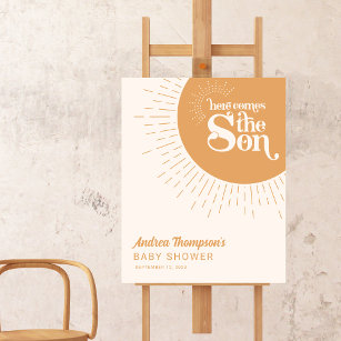 Sunshine Boho Hier komt het Son Baby shower Poster