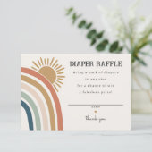 Sunshine Boho luier loterij uitnodiging invoegen Informatiekaartje (Staand voorkant)