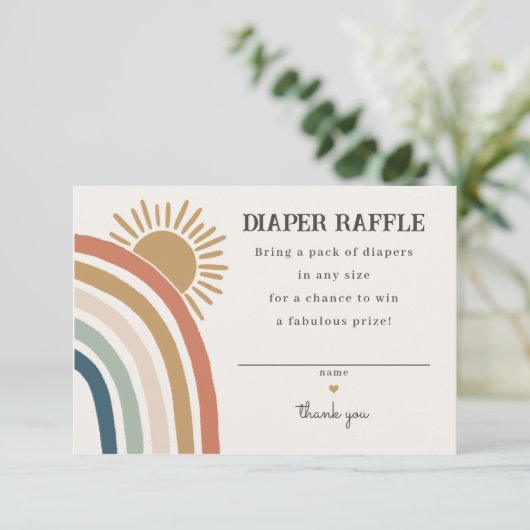 Sunshine Boho luier loterij uitnodiging invoegen Informatiekaartje (Staand voorkant)