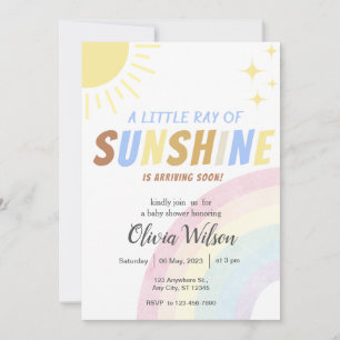 Sunshine Boho Rainbow Baby shower Kaart