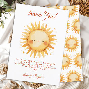 Sunshine Boho Schattige Geslacht Neutrale Zon Baby Bedankkaart