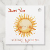 Sunshine Boho Schattigee zon Dank u Baby shower Bedankjes Labels (Achterkant)