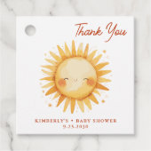 Sunshine Boho Schattigee zon Dank u Baby shower Bedankjes Labels (Voorkant)