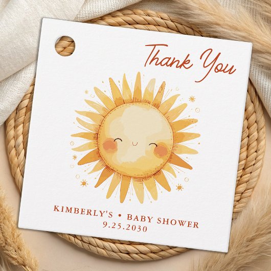 Sunshine Boho Schattigee zon Dank u Baby shower Bedankjes Labels