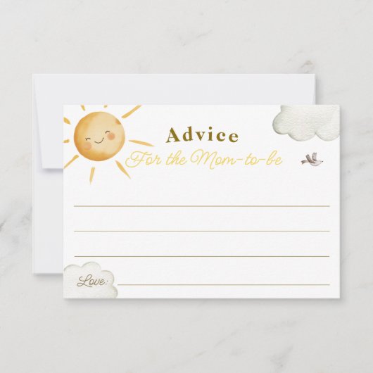Sunshine Boho Sun Baby Shower Advice for Mom Card (Voorkant)