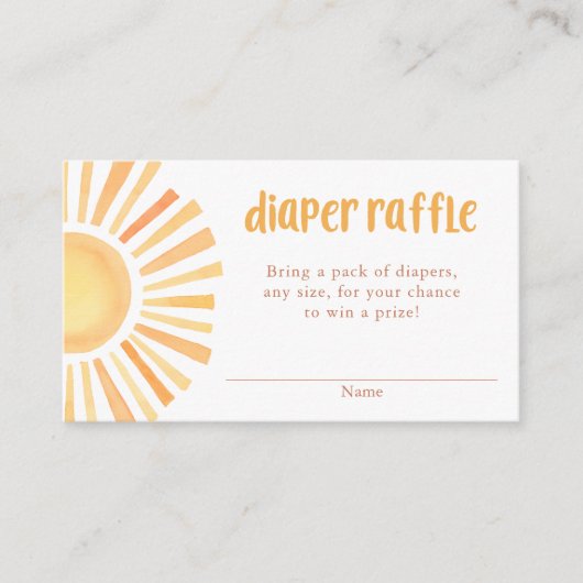 Sunshine boho sun baby shower diaper raffinagekaar informatiekaartje (Voorkant)