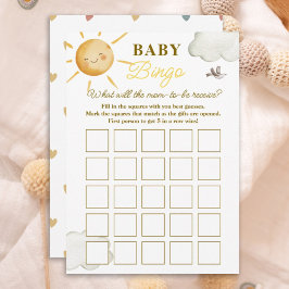 Sunshine Boho Sun Gender-Neutral Baby Bingo Card Notitiekaartje