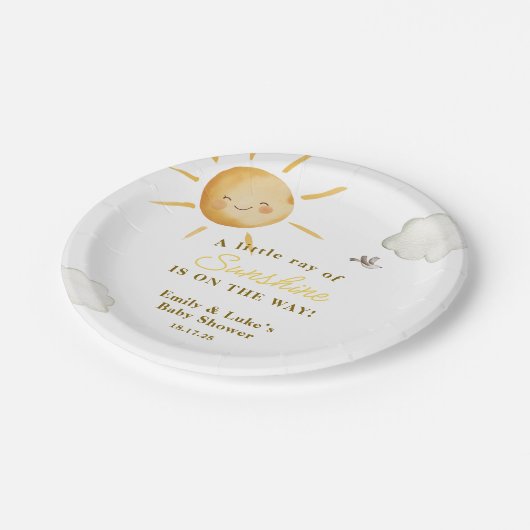Sunshine Boho Sun Gender-Neutral Baby Shower Papieren Bordje (Gekanteld)