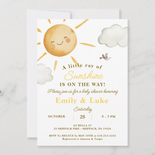 Sunshine Boho Sun Genderneutraal Baby shower Kaart (Voorkant)