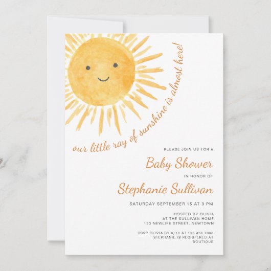 Sunshine Boho Sun Genderneutraal Baby shower Kaart (Voorkant)
