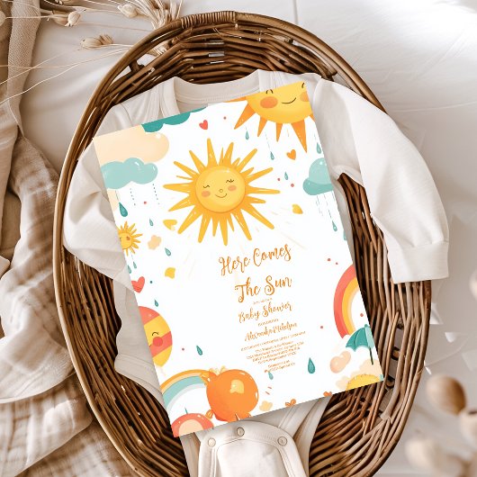 Sunshine Boho Sun Genderneutraal Baby shower Kaart