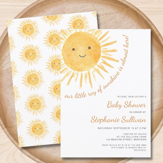 Sunshine Boho Sun Genderneutraal Baby shower Kaart