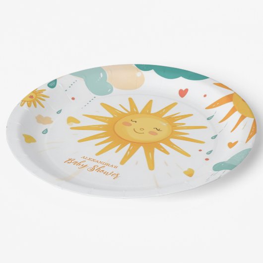 Sunshine Boho Sun Genderneutraal Papieren Bordje (Gekanteld)
