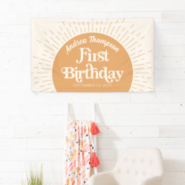 Sunshine Boho Yellow Eerste Verjaardag Spandoek