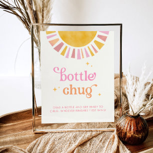 Sunshine Bottle Chug Baby shower Game Sign Poster