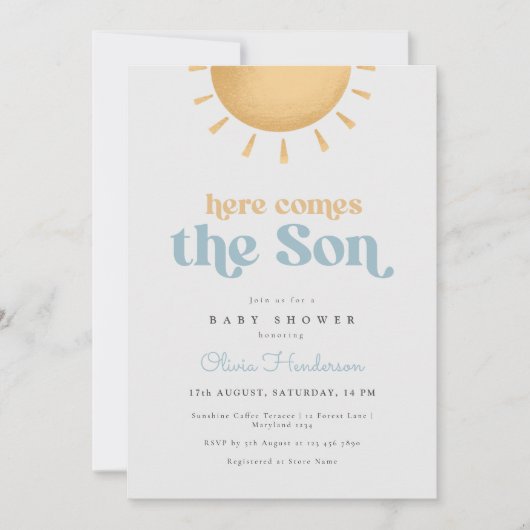 Sunshine Boy Baby shower Uitnodiging (Voorkant)