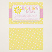 Sunshine Bring a Book Request Baby Girl Shower Visitekaartje (Voorkant /achterkant)