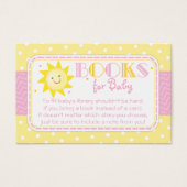 Sunshine Bring a Book Request Baby Girl Shower Visitekaartje (Voorkant)