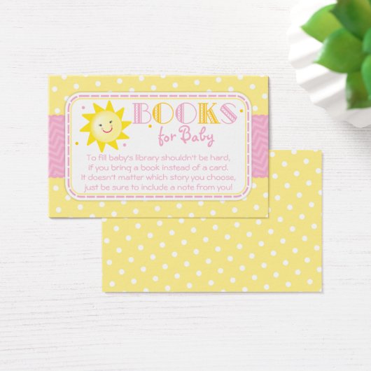 Sunshine Bring a Book Request Baby Girl Shower Visitekaartje (Bureau)