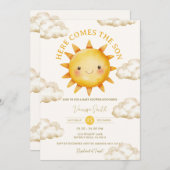 Sunshine Cloud Here Comes the Son Baby Shower Kaart (Voorkant / Achterkant)
