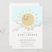 Sunshine Clouds Baby shower Kaart (Voorkant / Achterkant)