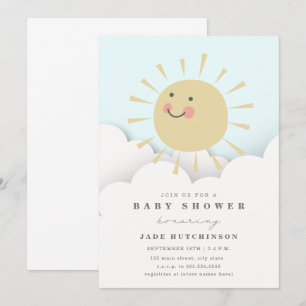 Sunshine Clouds Baby shower Kaart