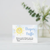 Sunshine Clouds Blue Baby shower Diaper Raffle Informatiekaartje (Staand voorkant)
