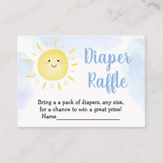 Sunshine Clouds Blue Baby shower Diaper Raffle Informatiekaartje (Voorkant)