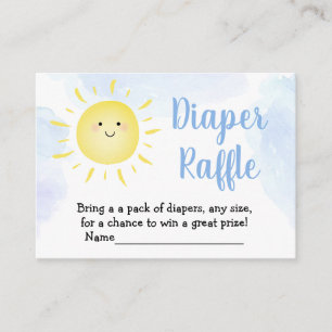 Sunshine Clouds Blue Baby shower Diaper Raffle Informatiekaartje