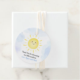Sunshine Clouds Blue Boy Baby shower Bedankjes Labels