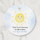 Sunshine Clouds Blue Boy Baby shower Bedankjes Labels (Voorkant)