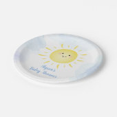 Sunshine Clouds Blue Boy Baby shower Papieren Bordje (Gekanteld)