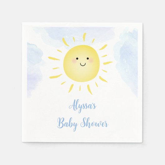 Sunshine Clouds Blue Boy Baby shower Servet (Voorkant)