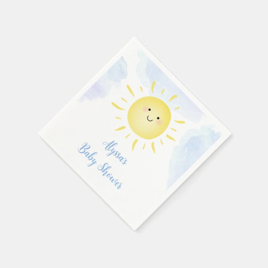 Sunshine Clouds Blue Boy Baby shower Servet (Hoek)