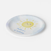 Sunshine Clouds Blue Boy Birthday Papieren Bordje (Gekanteld)
