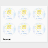 Sunshine Clouds Blue Boy Birthday Ronde Sticker (Vel)