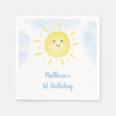 Sunshine Clouds Blue Boy Birthday Servet (Voorkant)