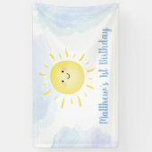 Sunshine Clouds Blue Boy Birthday Spandoek (Verticaal)